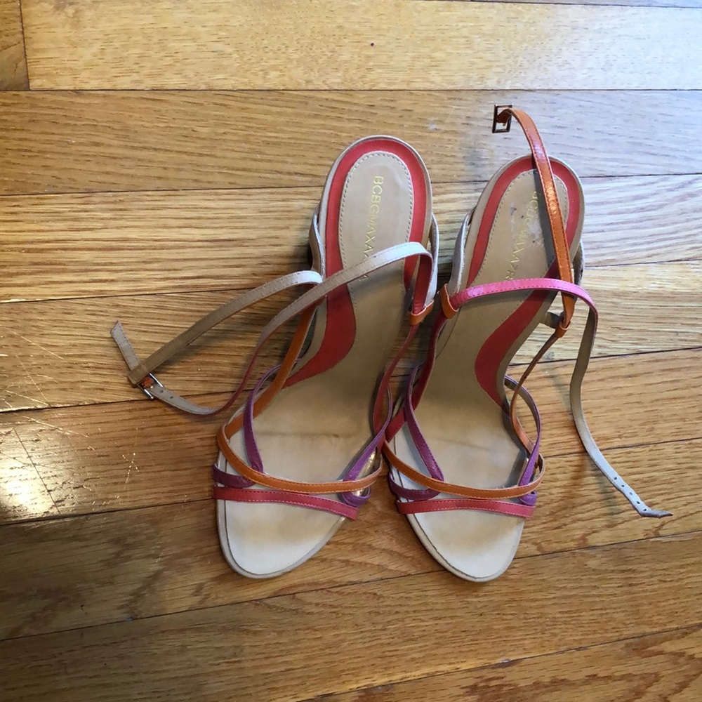 Strappy high wedge sandals